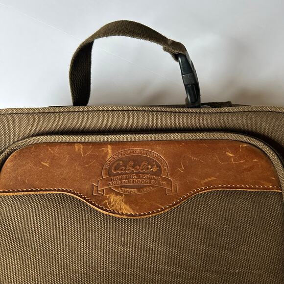 Cabela's Vintage Olive Green Canvas Small Bag Carrying Case Hunting Travel - Picture 2 of 9